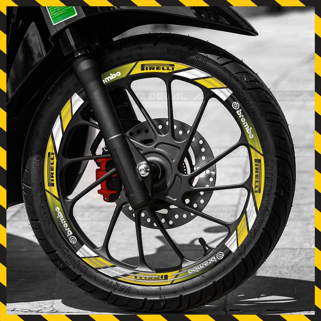 Tem Dán Kín Vành Brembo Firelli | FullV15 | Decal Dán Mâm Xe Bám Dính Tốt, Chống Nước, Bền Màu