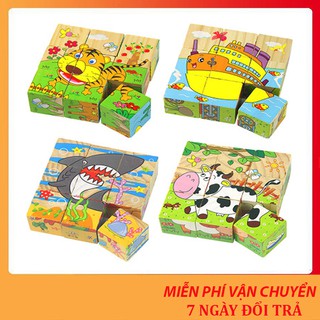 [Giá rẻ] Đồ chơi tranh ghép gỗ 6 mặt - Ghép hình 3D cho bé yêu có hướng dẫn