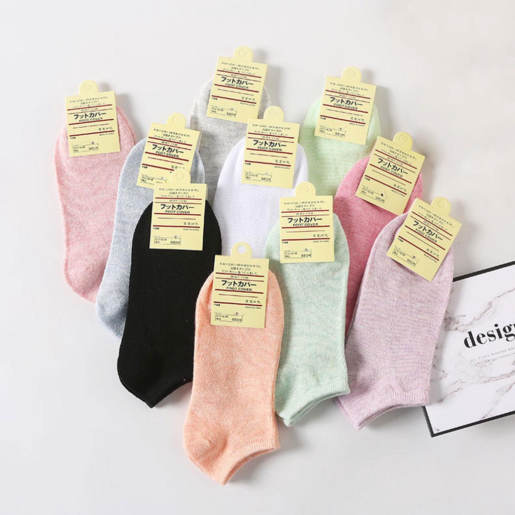 Vớ Cotton Cổ Thấp Màu Sắc Ngọt Ngào Thoáng Khí Thời Trang Cho Nữ K8J5
