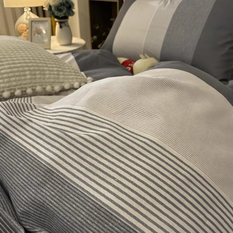 Set 4 món cotton livinh mẫu kẻ cho sự đơn giản