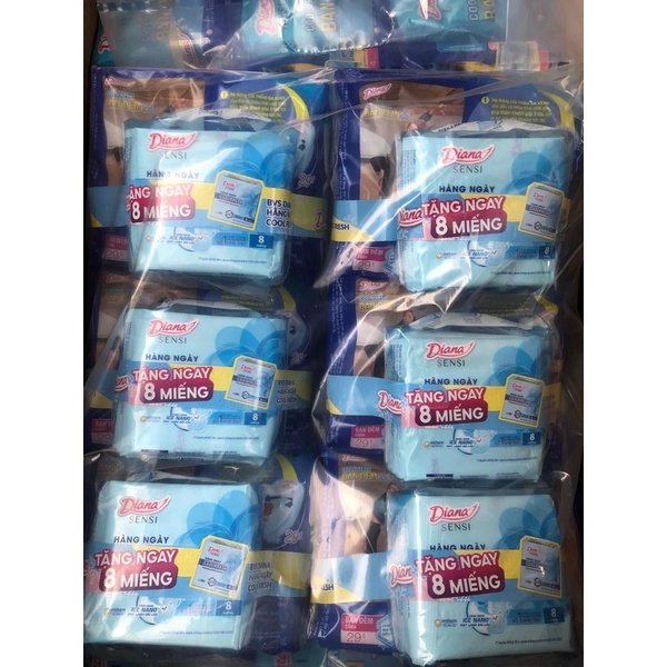 Combo 6 gói Băng vệ sinh Diana Sensi Cool Fresh ban đêm 29cm tặng