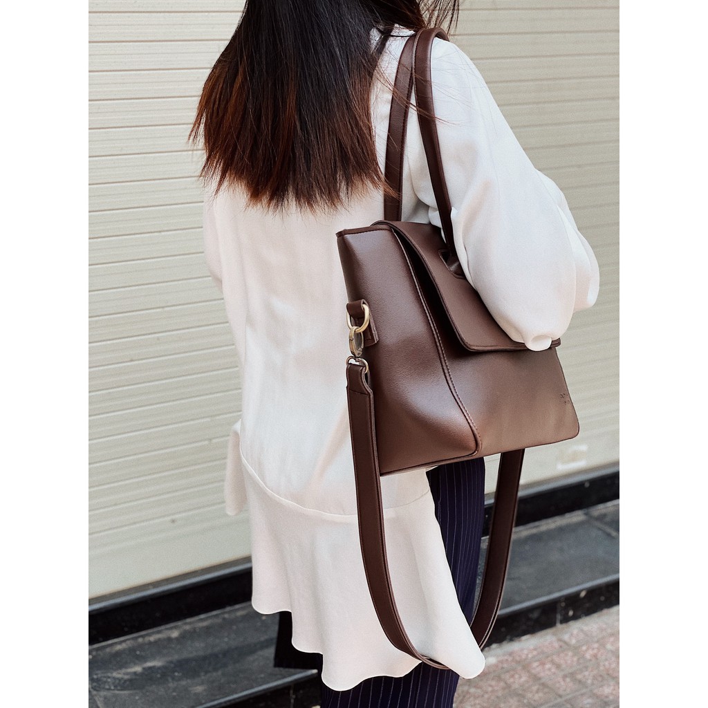 Túi tote da KHÂU BY CQ đeo chéo Acacia đựng vừa A4, Laptop