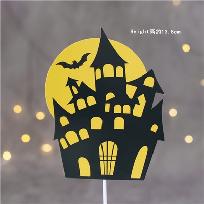 Que cắm lâu đài đen + trăng vàng Halloween