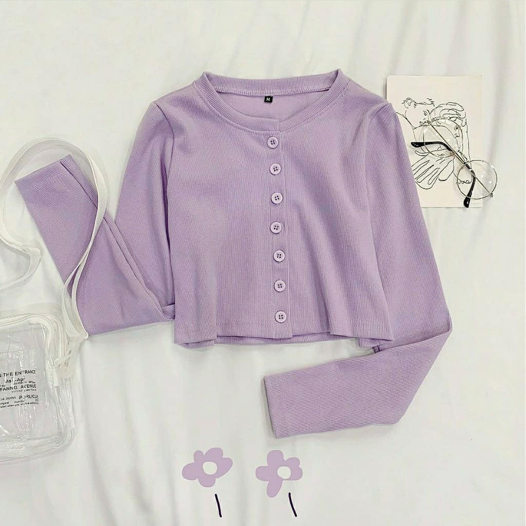 Áo Croptop Nữ YAN Ulzzang Len Tăm Nút Thật 1HIT_UNISEX (5 ẢNH THẬT)