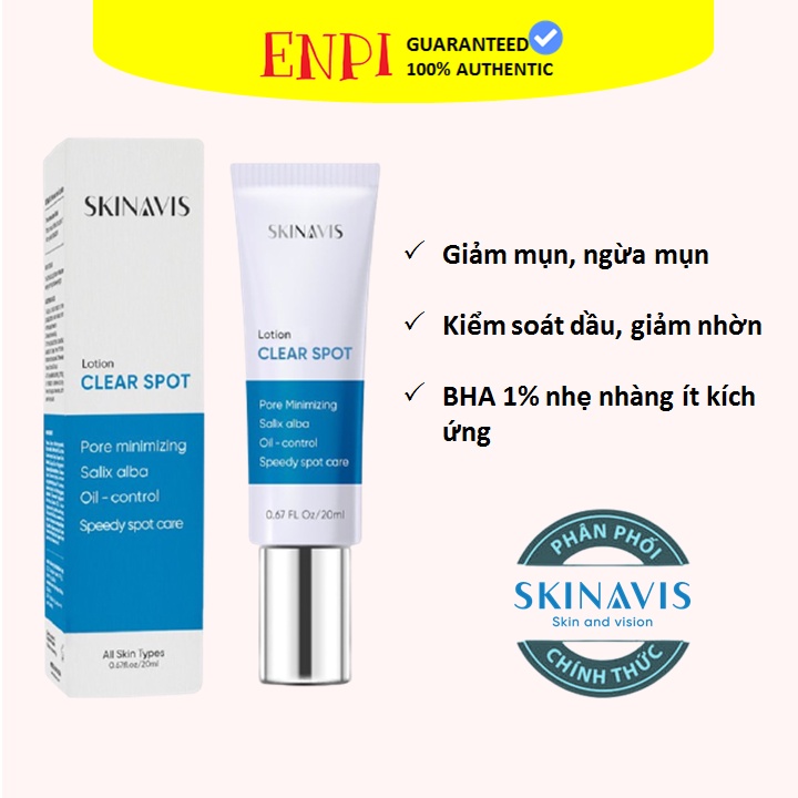 Skinavis BHA 1% Lotion Clear Spot - Dưỡng chất giảm tiết bã nhờn kiểm soát mụn