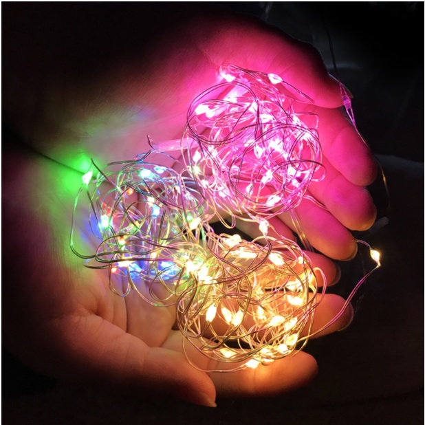 Dây Đèn Led  1m/2m Dùng Pin, Dây Led Fairylight Decor Phòng Kèm Pin Sẵn, Đủ Màu Sắc