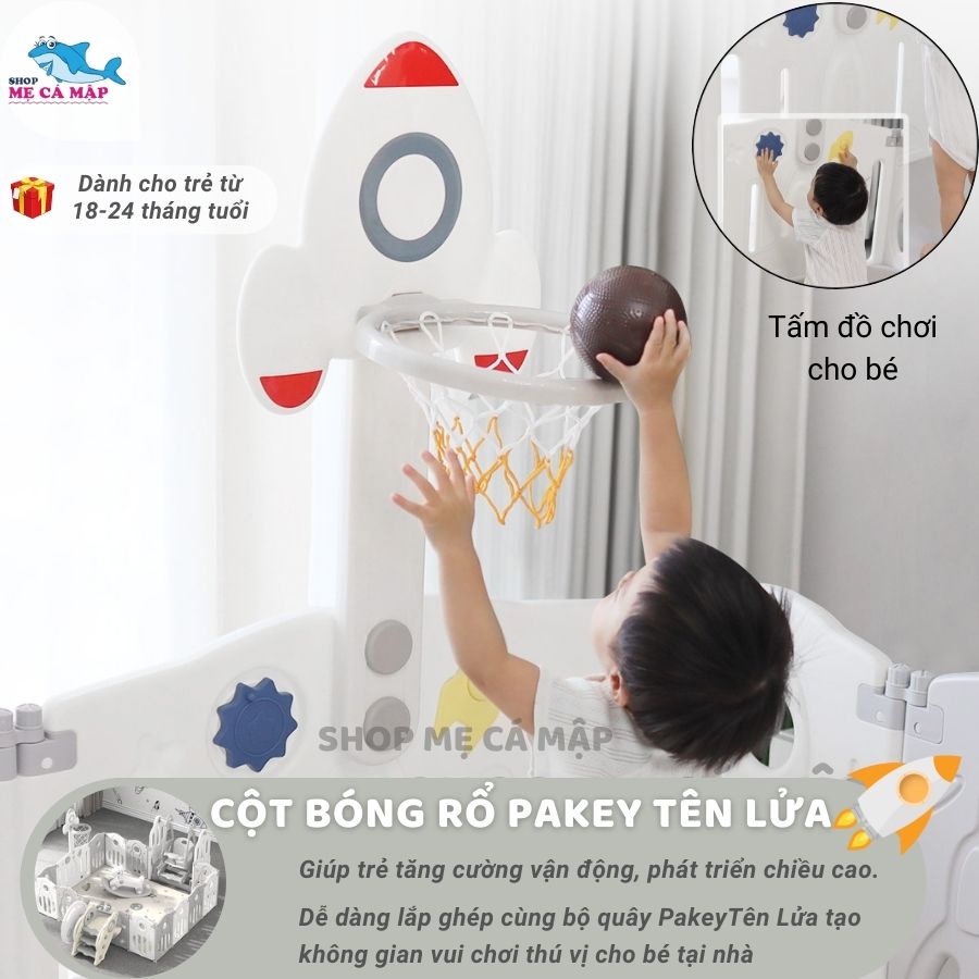 Quây cũi nhựa gấp gọn cho bé PAKEY TênLửa KÈM cầu trượt xích đu cho bé 3 màu mẫu mới nhất