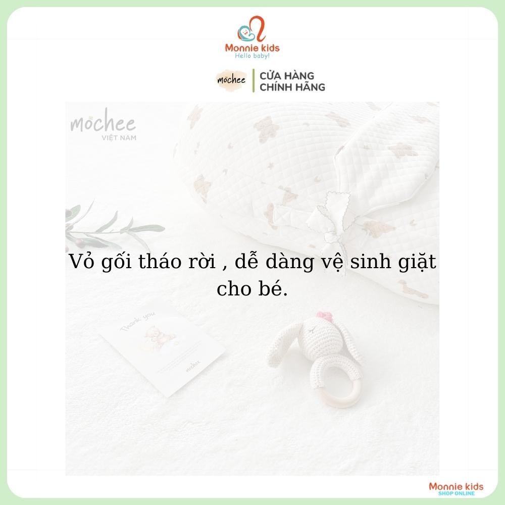 Gối chống trào ngược cho bé Mochee Muslin 70x80cm, gối chống trào vải xô có đai - Monnie Kids
