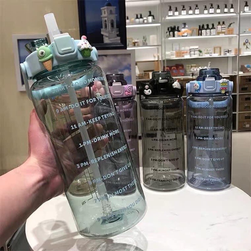 Bình nước nhựa cao cấp siêu to khổng lồ 2 lít siêu cute