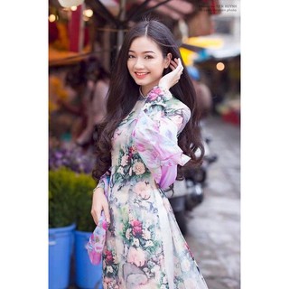 [Sale Giá Gốc]  Áo dài lụa Nhật In 3D Hàng Loại 1