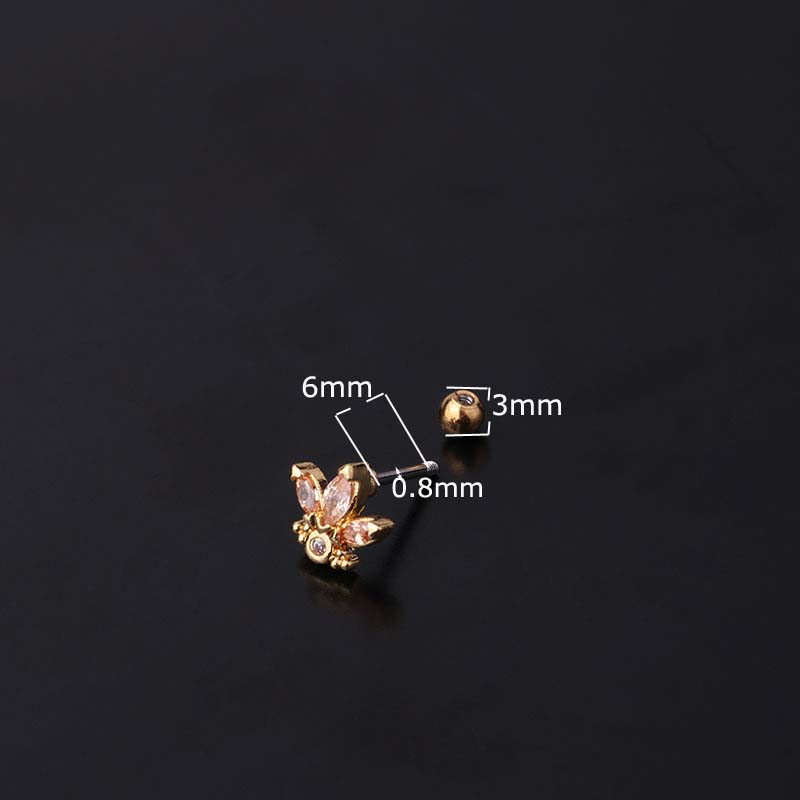 1 Chiếc Bông Tai Bằng Thép Không Gỉ Hình Hoa Hồng 20 Cá Tính