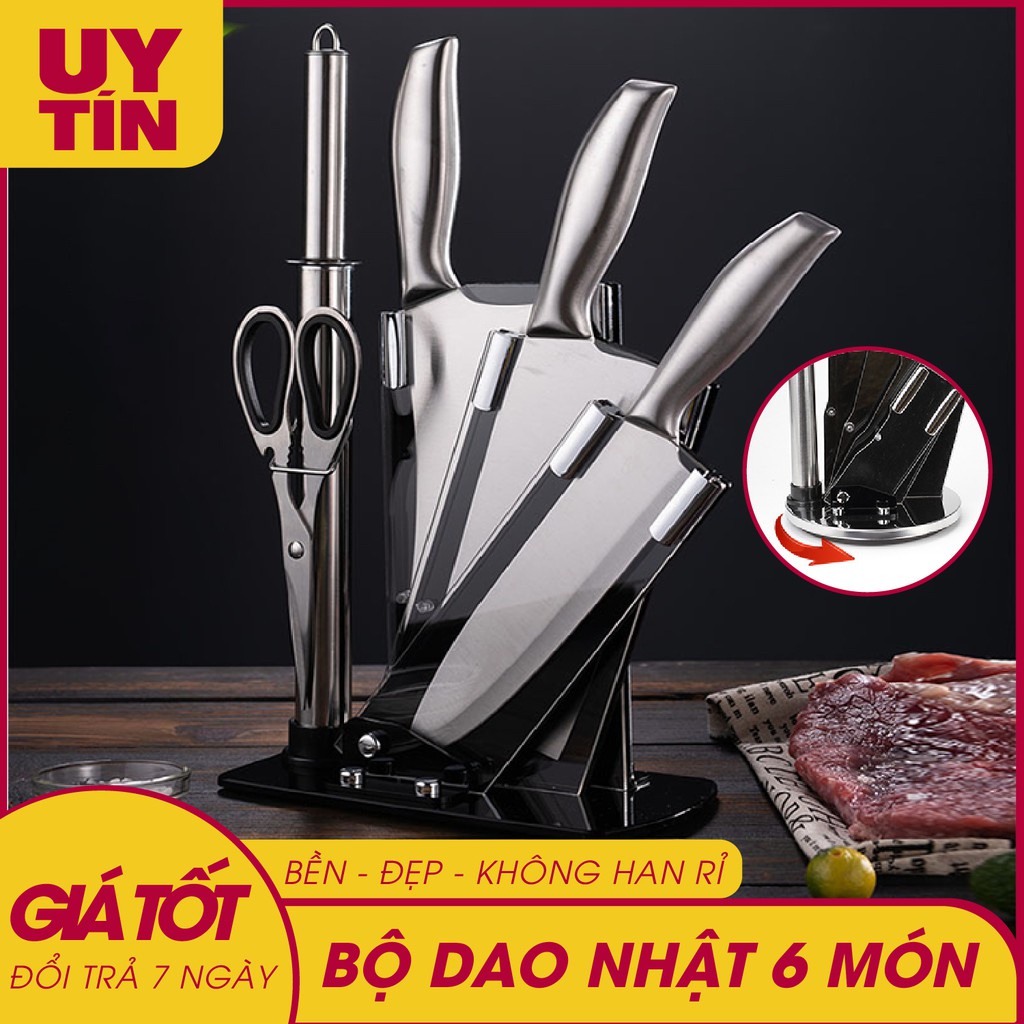 Bộ Dao Nhật Bản 6 Món Lưỡi Sóng dùng Làm Bếp Cao Cấp [RẺ VÔ ĐỊCH] Chất Liệu Hợp Kim