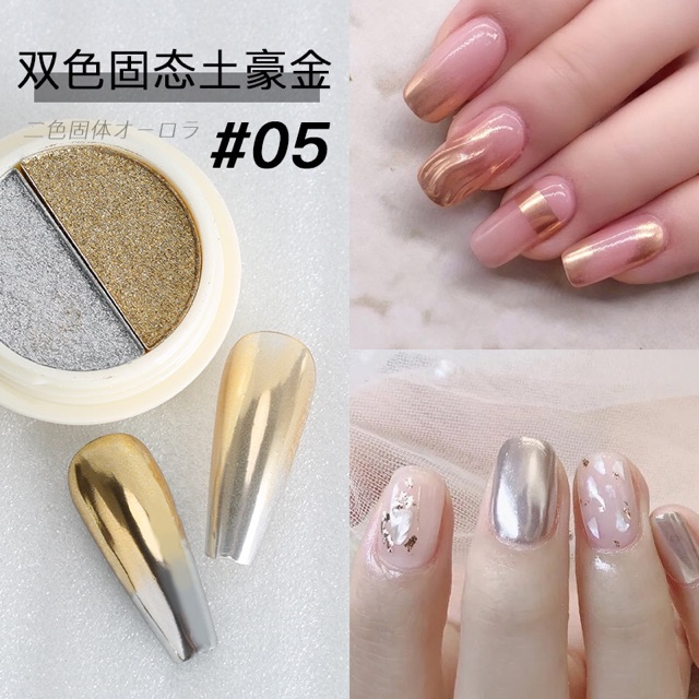 Bột nén tráng gương omber trang trí nail