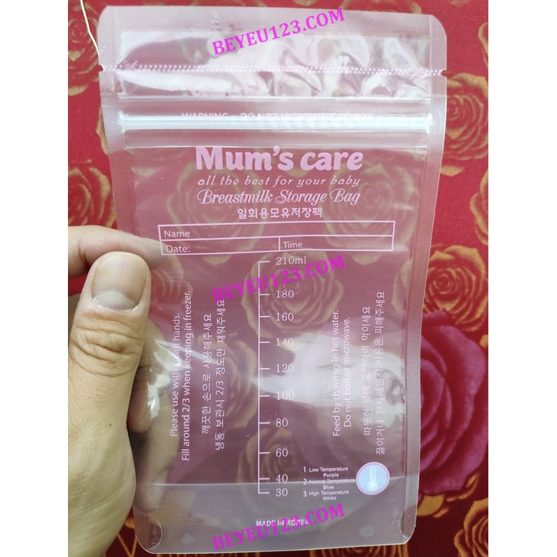 Hộp 30 túi trữ sữa mẹ cảm ứng nhiệt 210ml MUM'S CARE