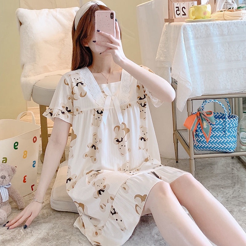 Đầm Ngủ Tay Ngắn Dáng Rộng Phong Cách Công Chúa Dễ Thương Thời Trang Mùa Hè Dành Cho Bạn Nữ 2022