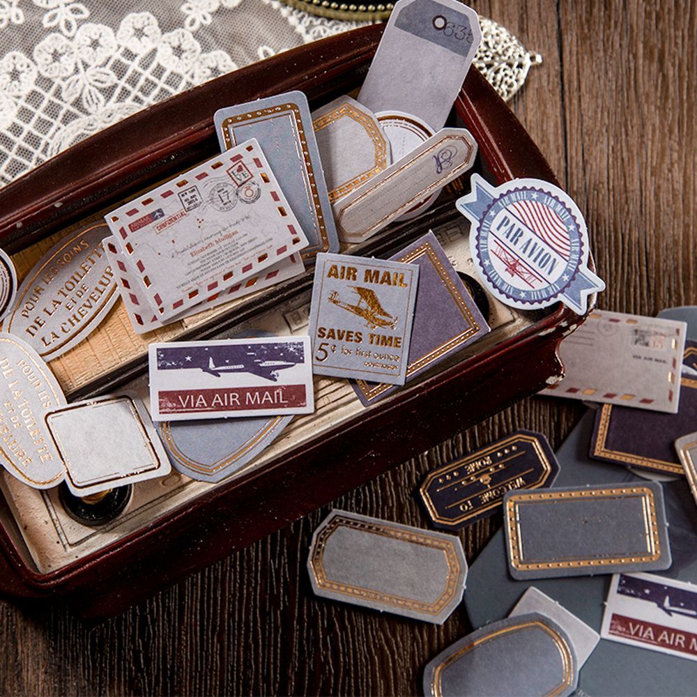 Set 30 miếng dán trang trí sổ tay/ nhật ký/ hành lý phong cách vintage DIY