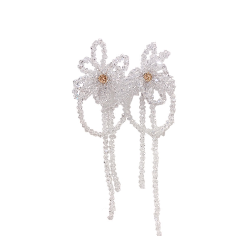 Khuyên Tai Nữ Dài Đính Hoa Thời Trang Hàn Quốc Xinh Xắn