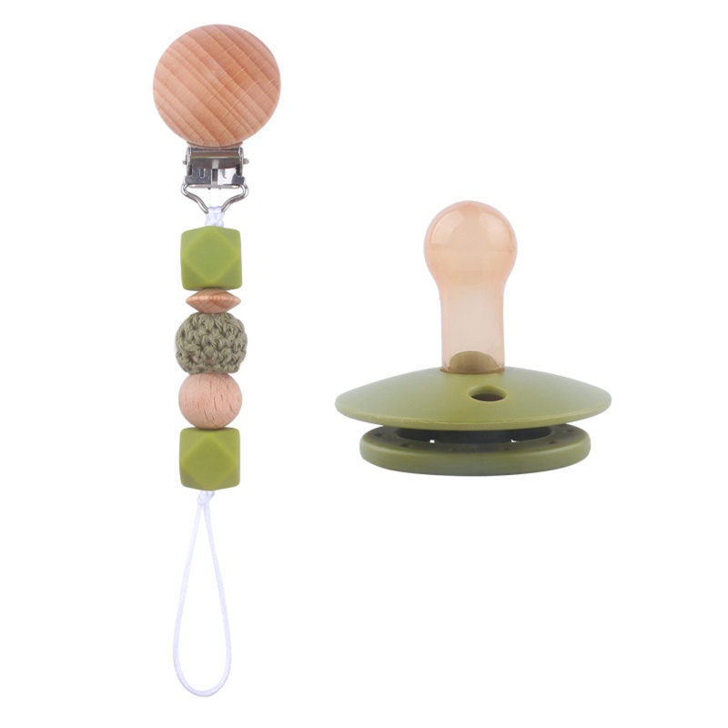 Núm Ti Giả Bằng Silicone Không BPA Thoải Mái Có Chuỗi Kẹp Tiện Lợi Dành Cho Em Bé