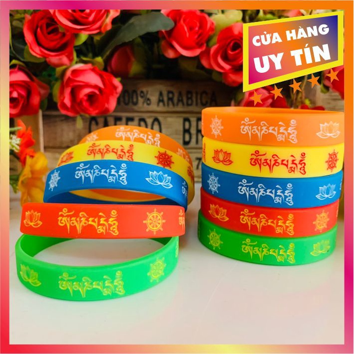 Vòng Tay Cao Su Tiếng Phạn - [ ཨོཾ་མ་ཎི་པདྨེ་ཧཱུྃ ] [ Om Mani Padme Hum ] - Vòng Tay Chú Tiếng Phạn