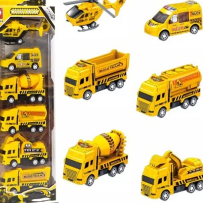 Set 6 ô tô mô hình công trình xây dựng cho bé, đồ chơi cho bé thoả sức sáng tạo. Giao màu ngẫu nhiên