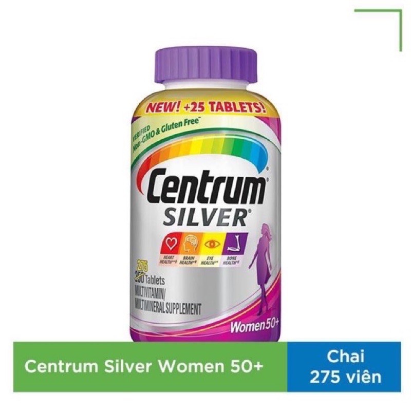 [Mã COS1505 giảm 8% đơn 300K] [Date 2022] Viên Centrum Silver Women 50+ chai 275 viên