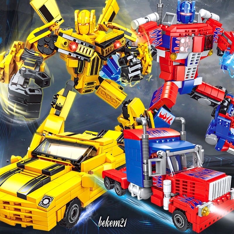 Bộ đồ chơi xếp hình Legoo biến hình Transformers Optimus Prime xe bán tải xếp được nhiều hình