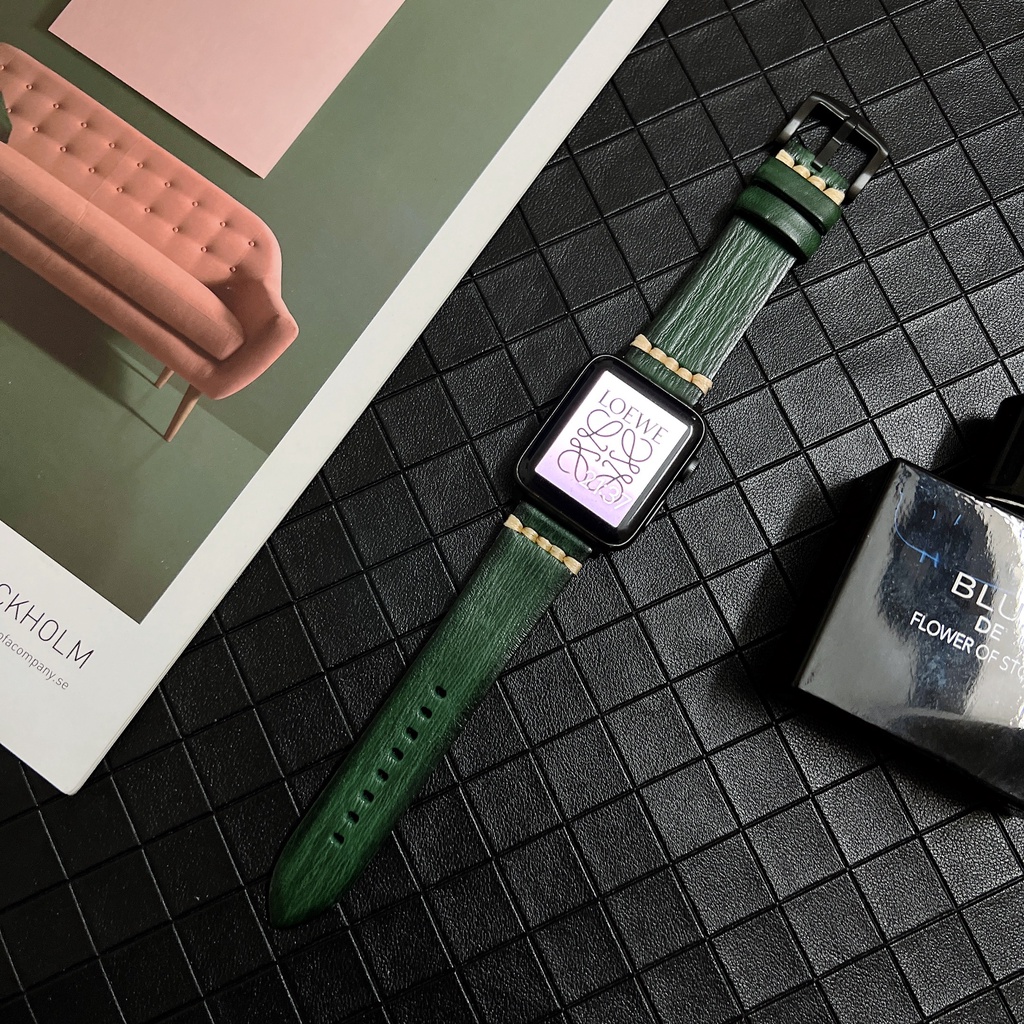 Dây Đeo Bằng Da Thật Cho Đồng Hồ Thông Minh Apple Watch 38 40 41 42 44 45mm iWach Series 8 7 SE 6 5 4 3 2 1