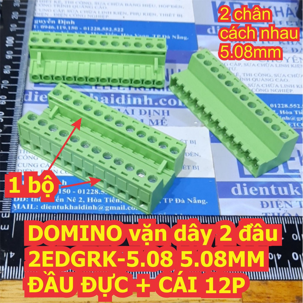 DOMINO, TERMINAL ĐẦU NỐI vặn dây 2 đầu 2EDGRK-5.08 5.08MM ĐẦU ĐỰC + CÁI các loại 2P ~ 12P kde6906