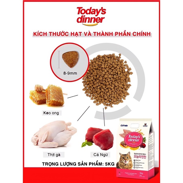 5KG THỨC ĂN HẠT CHO MÈO TODAY DINNER - Thơm ngon, dễ tiêu hoá, đầy đủ dưỡng chất