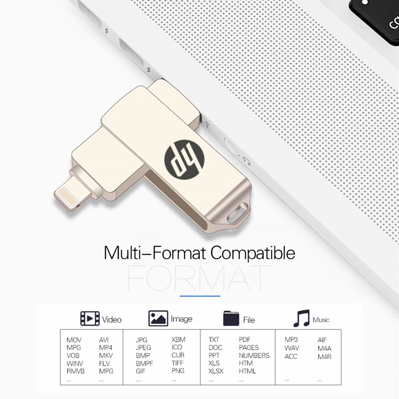 Usb 3 Trong 1 Ios Otg Usb 512gb Xoay Được Cho Iphone / Android / Pc