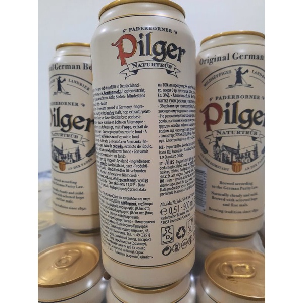 Bia Pilger 5% của Đức thùng 24 lon, 500ml