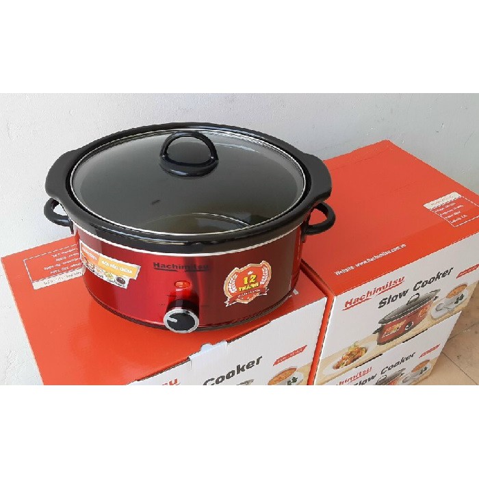 Nồi nấu chậm, kho cá, nấu cháo Hachimitsu HC-435 (3.5L) - Màu sắc: đỏ (như hình) - Điện áp: 220-240V / 50-60Hz - Công su