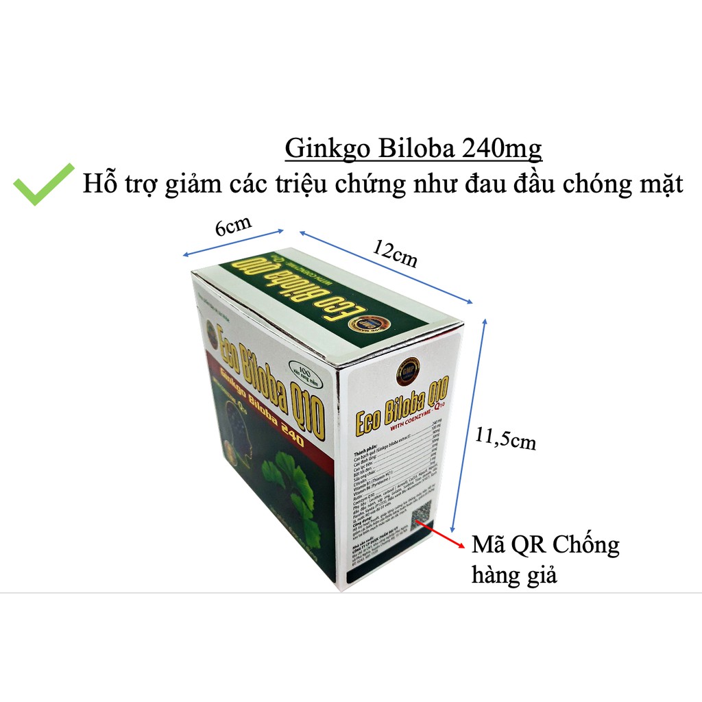 Ginkgo Biloba 240mg Đại Uy - Bổ não tăng cường hoạt huyết (Hộp 100 viên nang mềm)