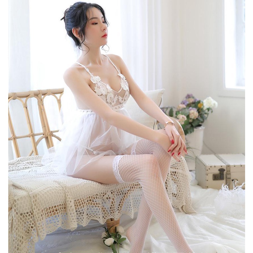 [Che tên] Cosplay Cô Dâu Sexy -Đồ Lót Nữ Sexy - Cosplay Cô Dâu Trắng Vải Voan Hờ Hững Sang Chảnh Siêu sexy CP037