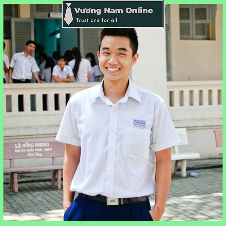 Áo sơ mi học sinh nam trắng tay ngắn và dài vải kate hàng tiêu chuẩn vạc ngang VN93A