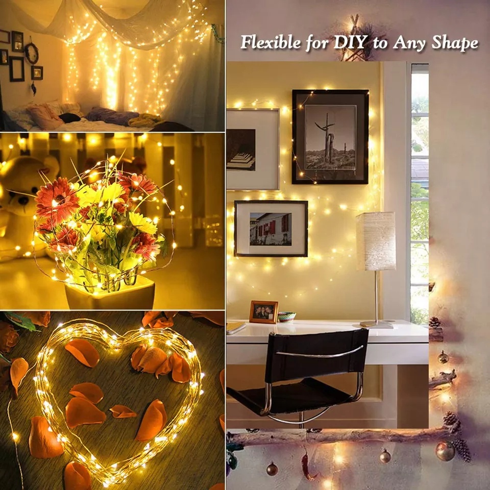 Dây đèn LED OSIDEN 7M 12M 22M 32M dây bạc ánh sáng màu chống nước trang trí giáng sin