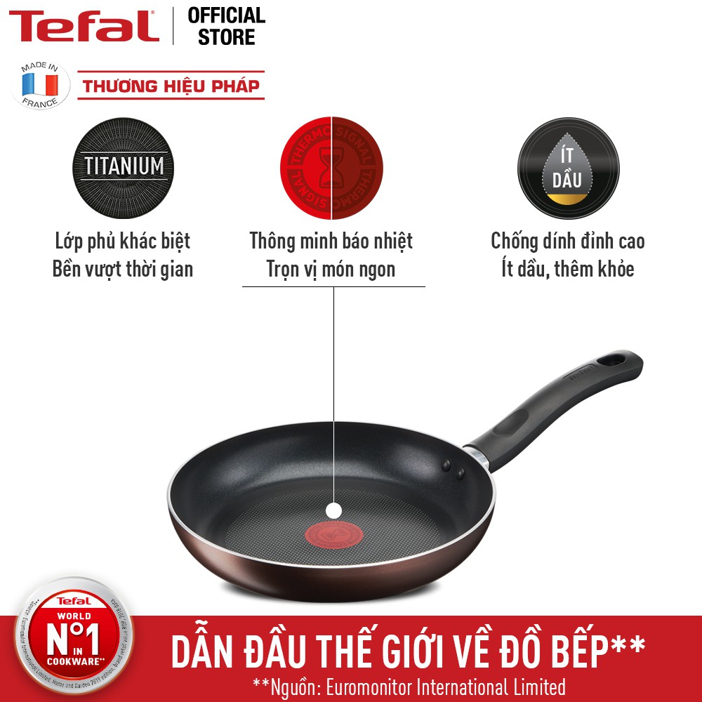 Tefal- dùng được bếp từ- G1430405- Chảo chống dính Day by Day size 24cm- thương hiệu Pháp, sản xuất tại Việt Nam