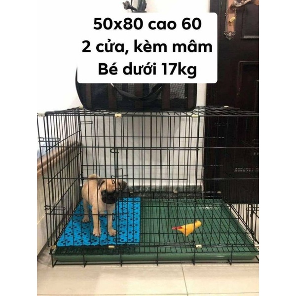 Chuồng Sắt Tĩnh Điện Size L 48x76 cao 57 Chó Dưới 17kg - Chuồng Sắt Xếp Gọn Kèm Mâm Hứng
