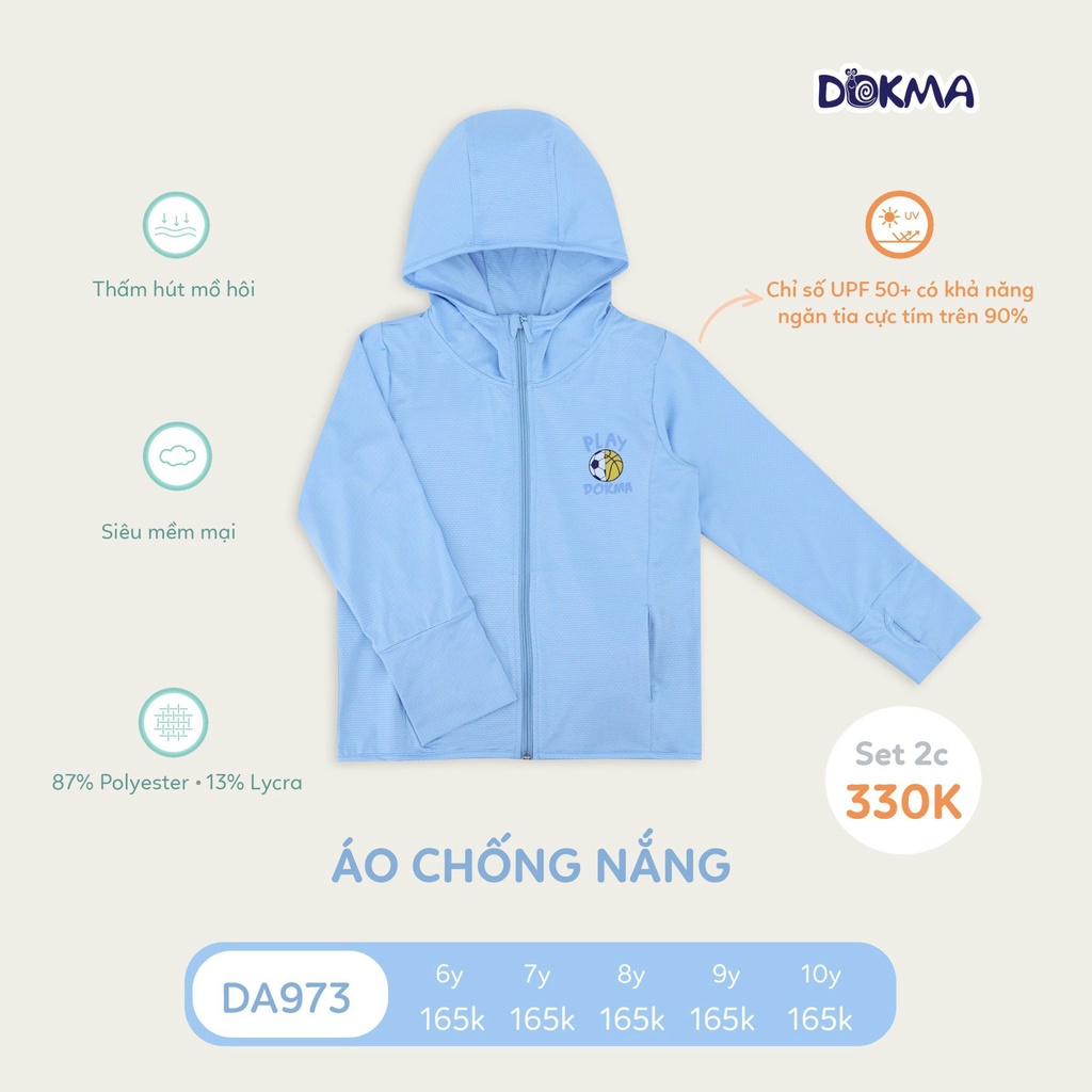 DA973 Áo chống nắng cho bé Dokma size đại (6-10T)