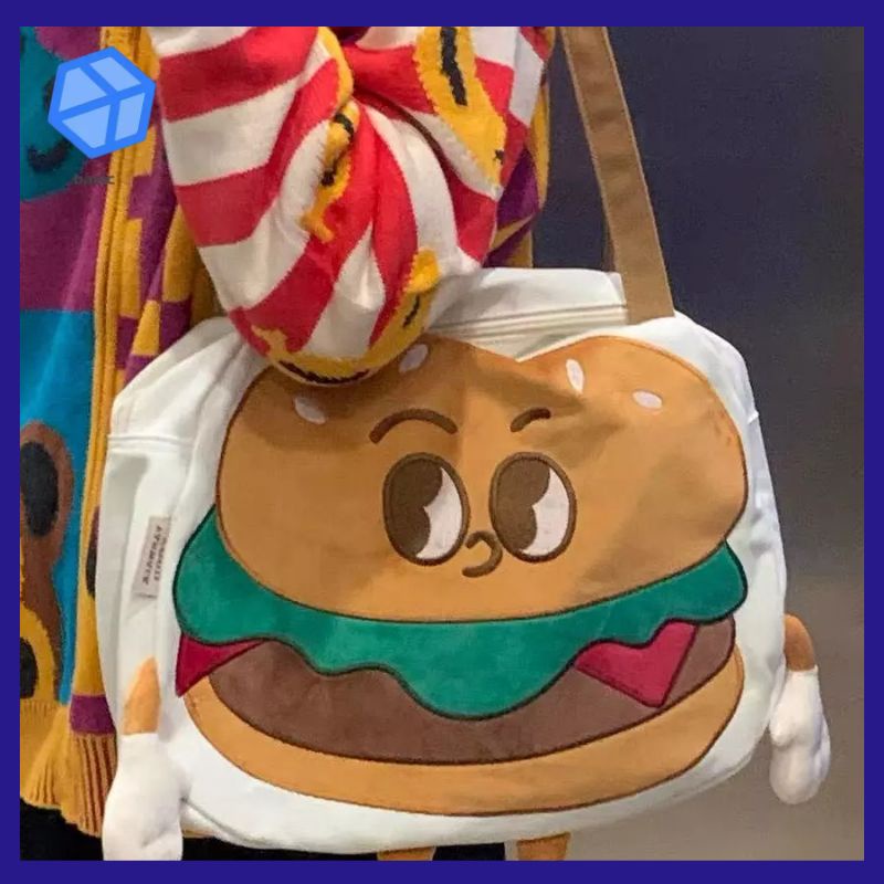 Túi Đeo Vai Nhiều Vòng Hình Hamburger Dễ Thương Ngọt Ngào Niche Canvas Đeo Một Bên Vai Cho Nữ ins