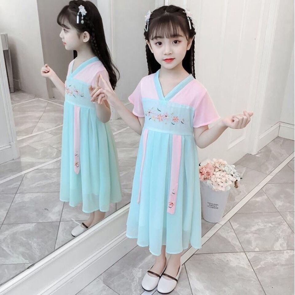 Bộ Hán Phục Cách Tân Chất Chiffon Thời Trang Mùa Hè 2023 Phong Cách Trung Hoa Cổ Điển Cho Bé Gái