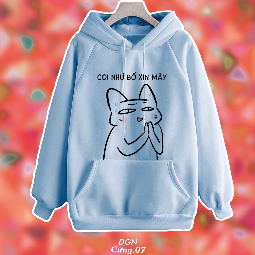 hoodie xanh dương nỉ bông CƯNG.07