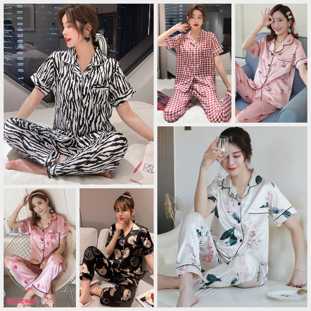 Pijama- Bộ Ngủ lụa áo cộc quần dài nhiều màu vải đẹp sang trọng CDLP01