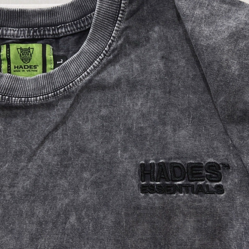 Áo thun loang xám Hades form rộng tay lỡ, áo loang cotton 100%