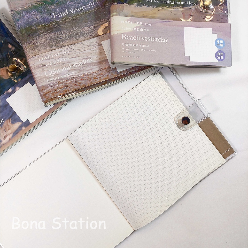 Sổ tay vuông Note for cube giấy ô vuông và trơn ghi chép bullet journal 168 trang | BNS047