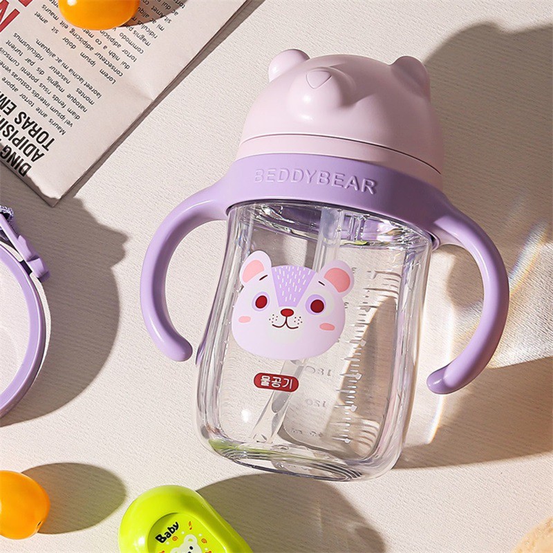 Hot sale Korea BEDDYBEAR Children’s water cup Baby straw cup Kindergarten baby anti falling kettle Portable water bottle cho baby trong mùa xuân và mùa hè cốc đựng nước cho cậu bé gấu cốc ống hút cốc chống rơi cho trẻ em nước phân vào mùa hè cốc uống nước