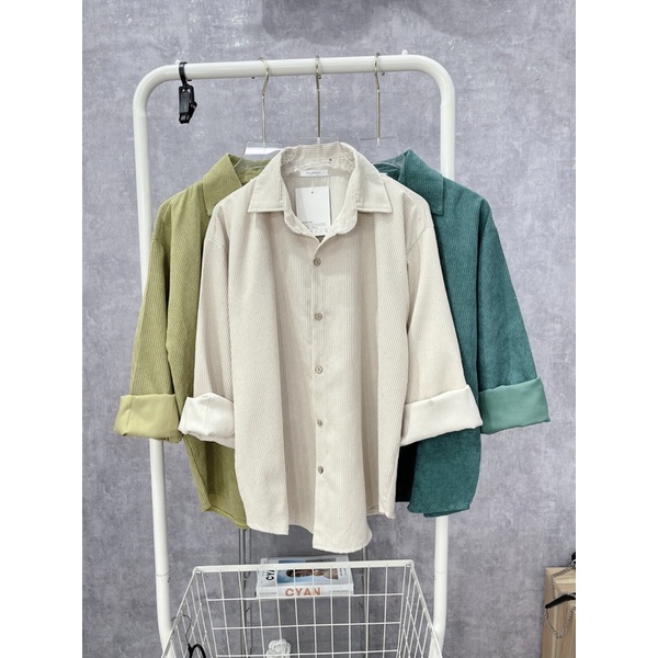 [ 𝐅𝐑𝐄𝐄 𝐒𝐇𝐈𝐏 ]  ÁO SƠ MI NHUNG TĂM FORM THỤNG RỘNG VẠT ĐUÔI TÔM CHẤT NHUNG TĂM NỐNG TO