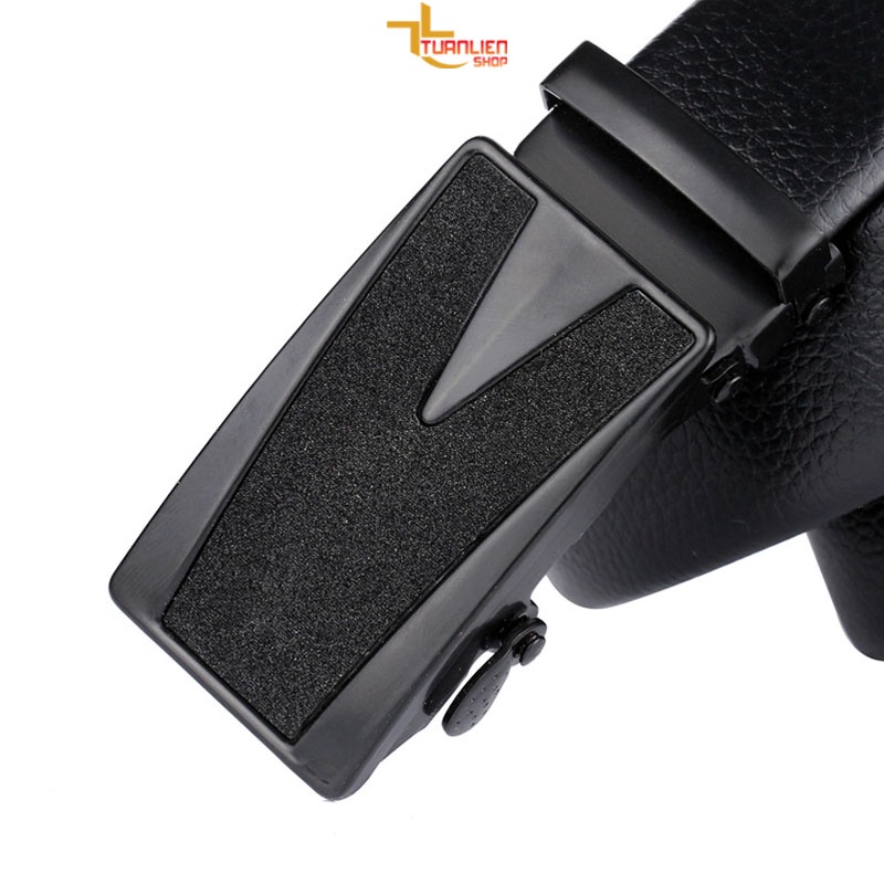 Thắt lưng nam da bò 2 lớp khóa tự động mặt chống gỉ thời trang.