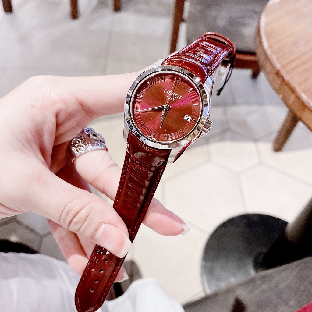 Đồng hồ nữ chính hãng Tissot T035.210.16.371.01 - máy quartz pin Thụy Sĩ - Kính Sapphire - Dây da