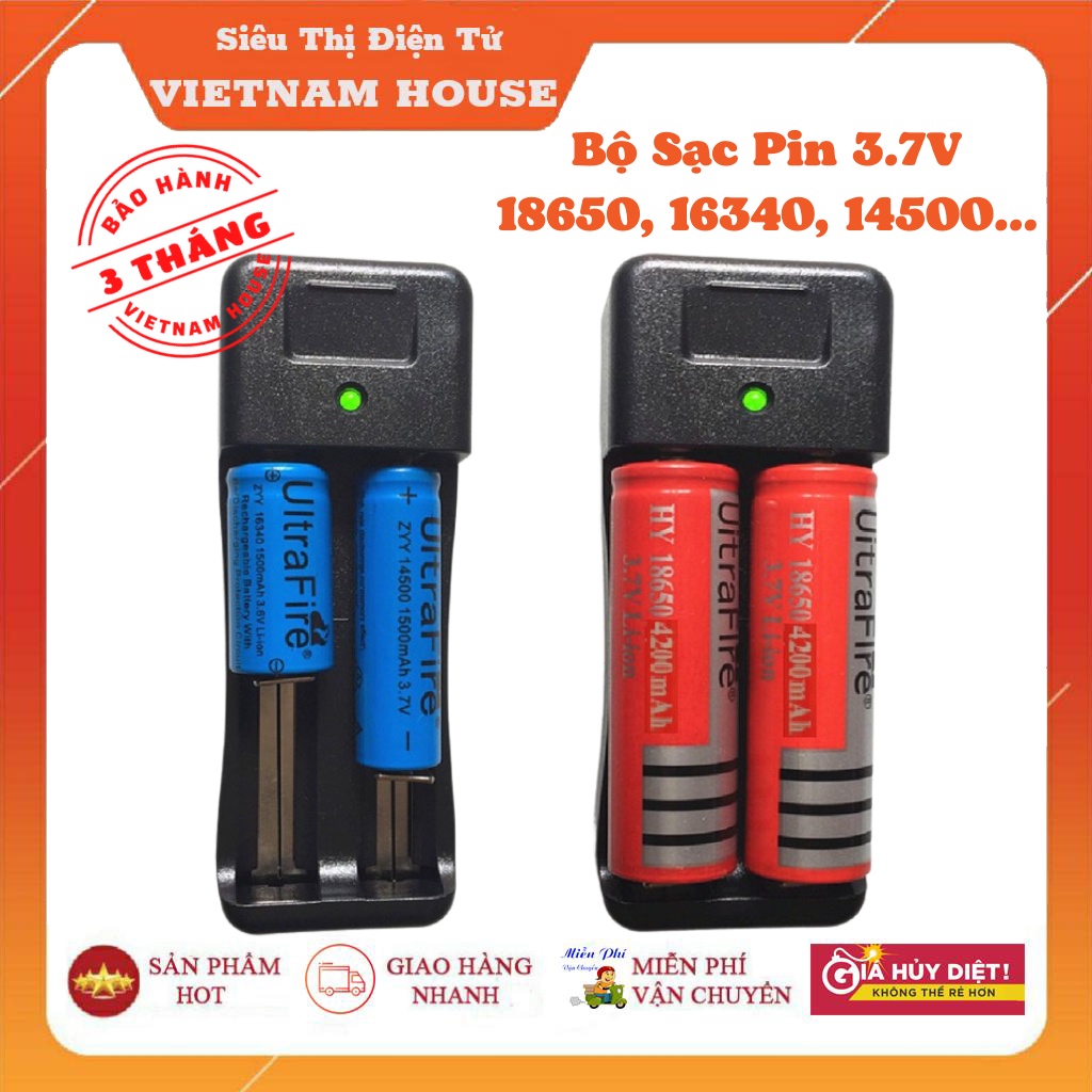 Đang Sale || Loại 1 - Bộ Sạc Đôi Dùng Cho Pin Ultra Fire 3.7V~4.2V - Sạc Pin Các Loại 18650 / 6800 / 4200 / AA / AAA